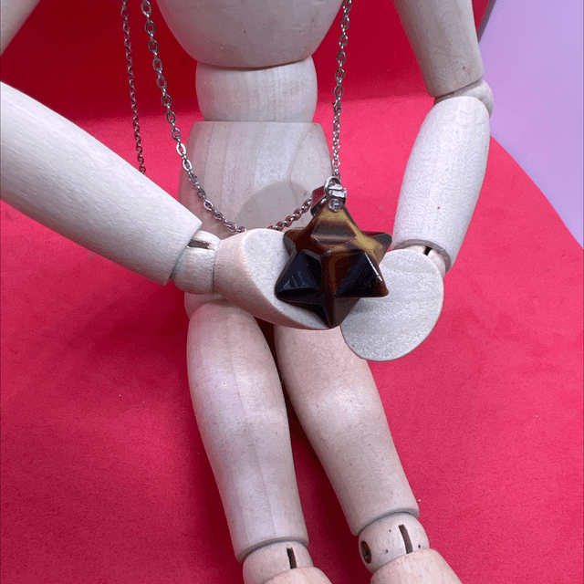 Collier Merkaba en Œil de Tigre – Équilibre et Protection